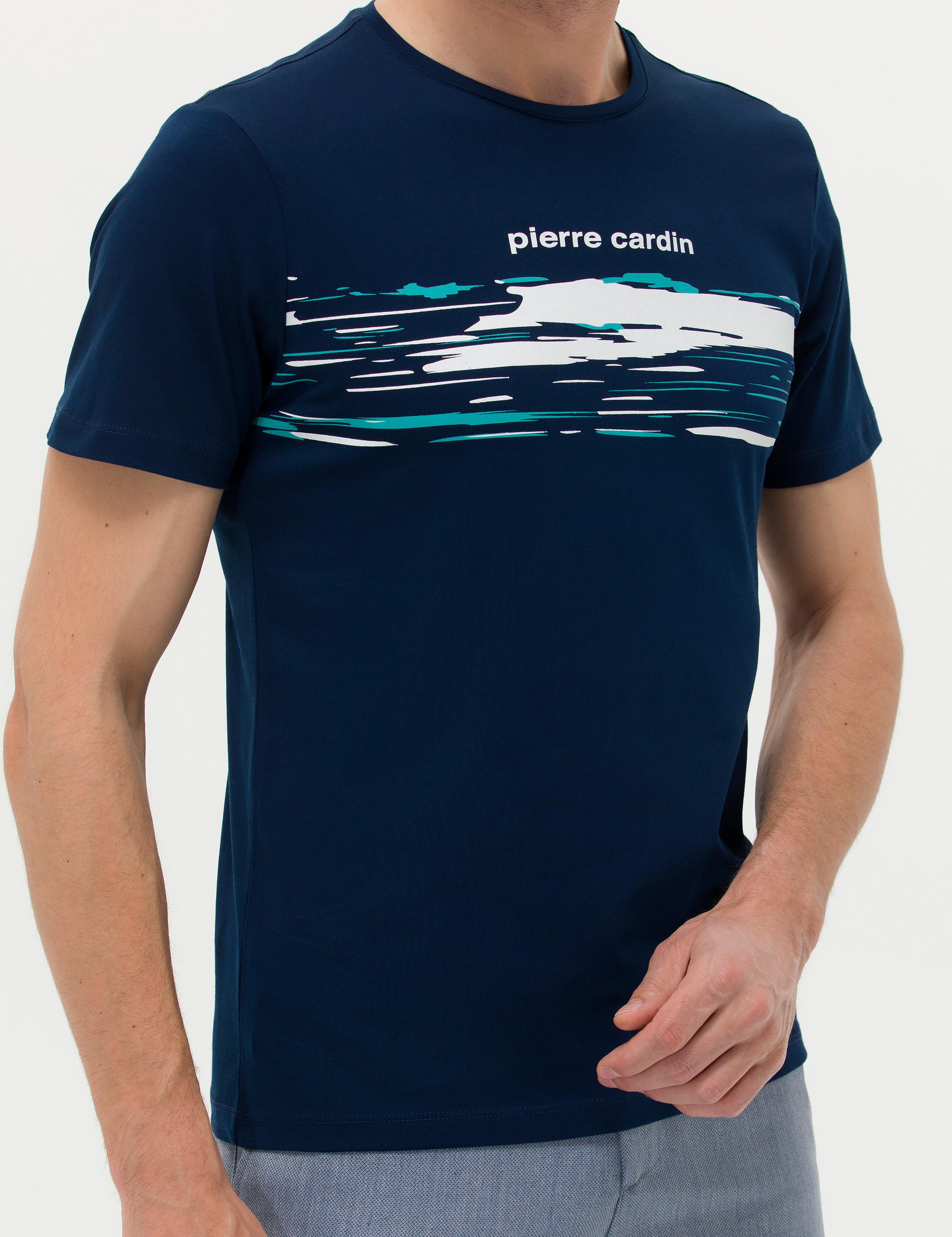 Lacivert Slim Fit Bisiklet Yaka Tişört