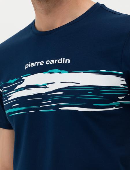 Lacivert Slim Fit Bisiklet Yaka Tişört - 50273388019