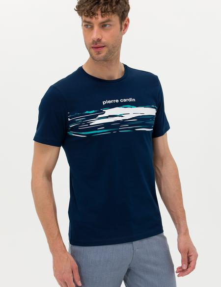 Lacivert Slim Fit Bisiklet Yaka Tişört - 50273388019