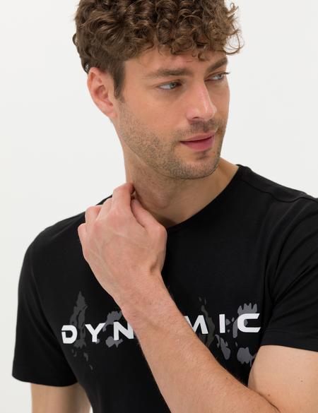 Siyah Slim Fit Bisiklet Yaka Tişört - 50273390025