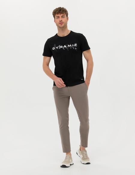 Siyah Slim Fit Bisiklet Yaka Tişört - 50273390025