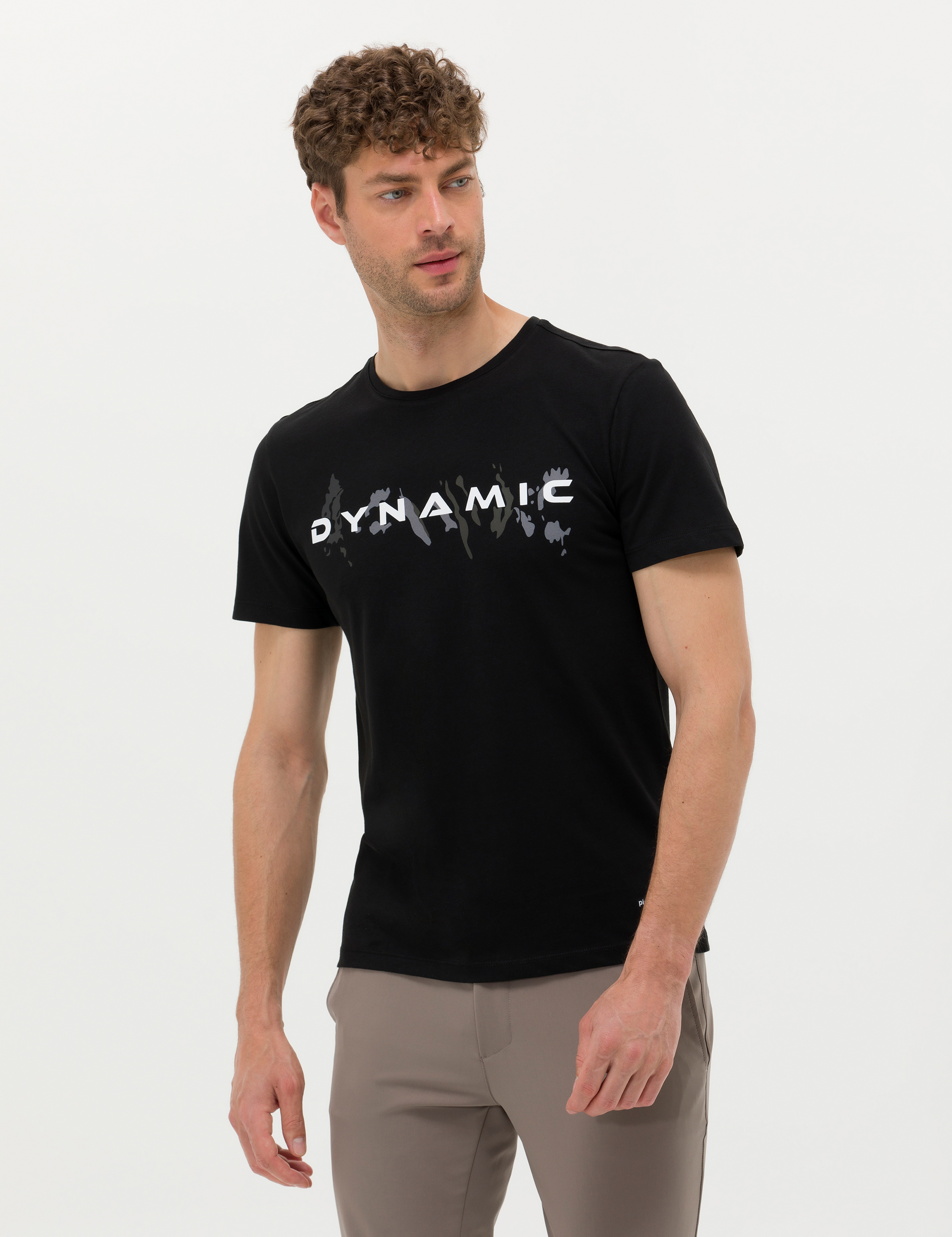 Siyah Slim Fit Bisiklet Yaka Tişört - Image 1