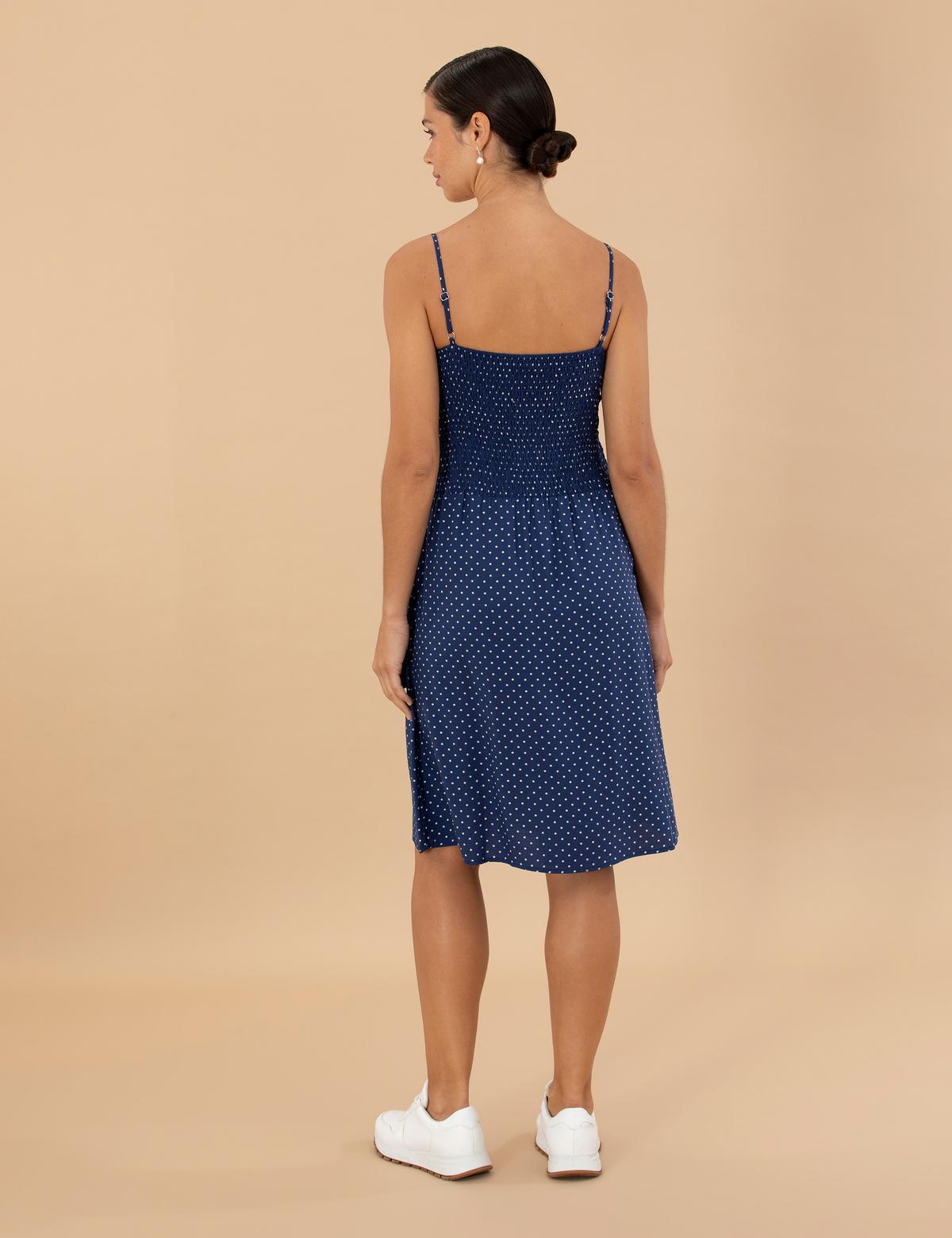 Lacivert Dokuma Elbise - 50202826009