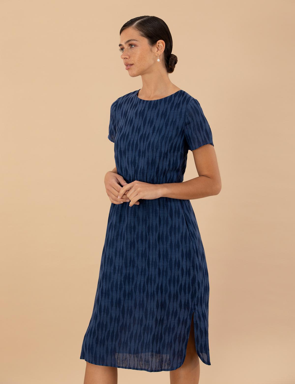 Lacivert Dokuma Elbise - 50204413002