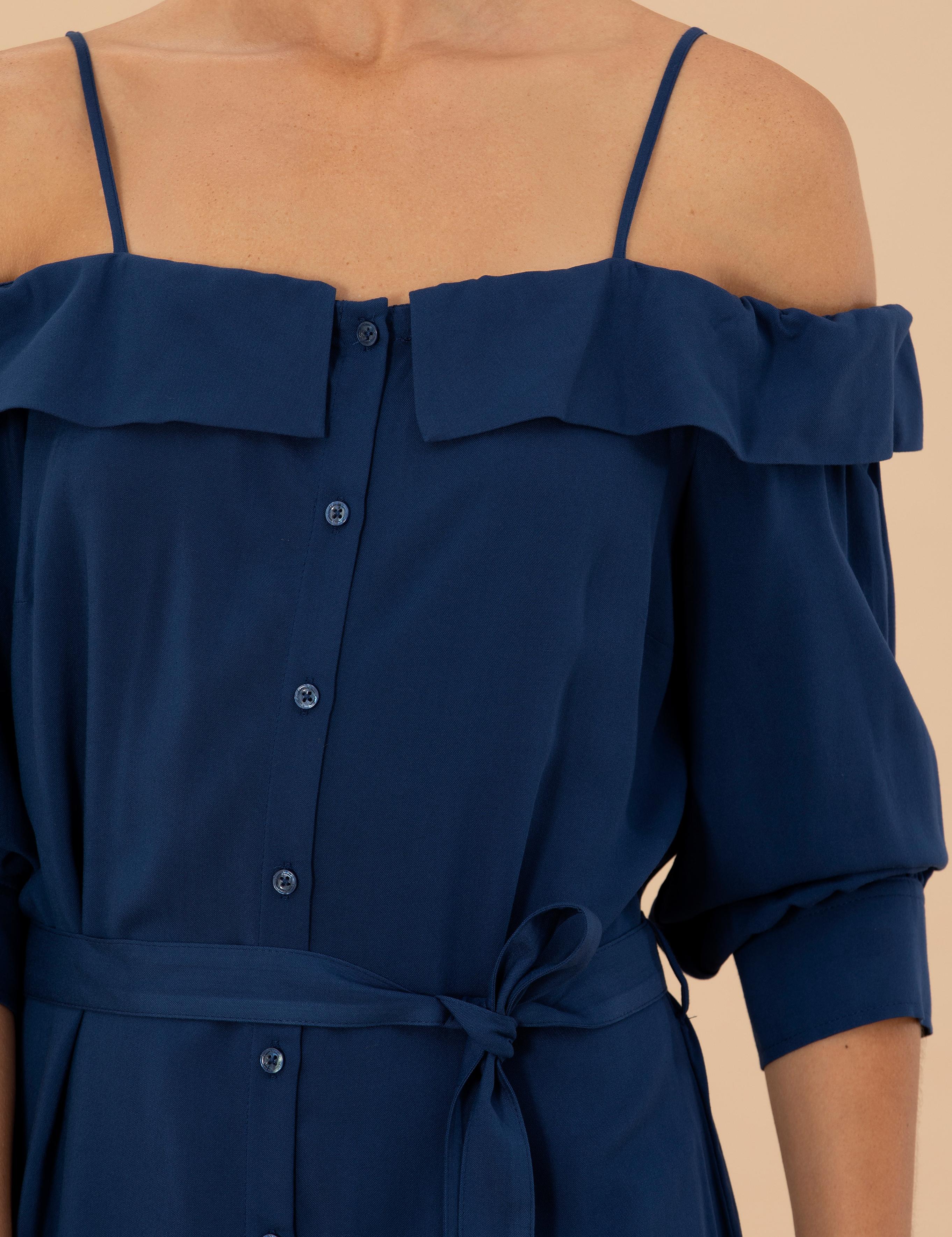 Lacivert Dokuma Elbise