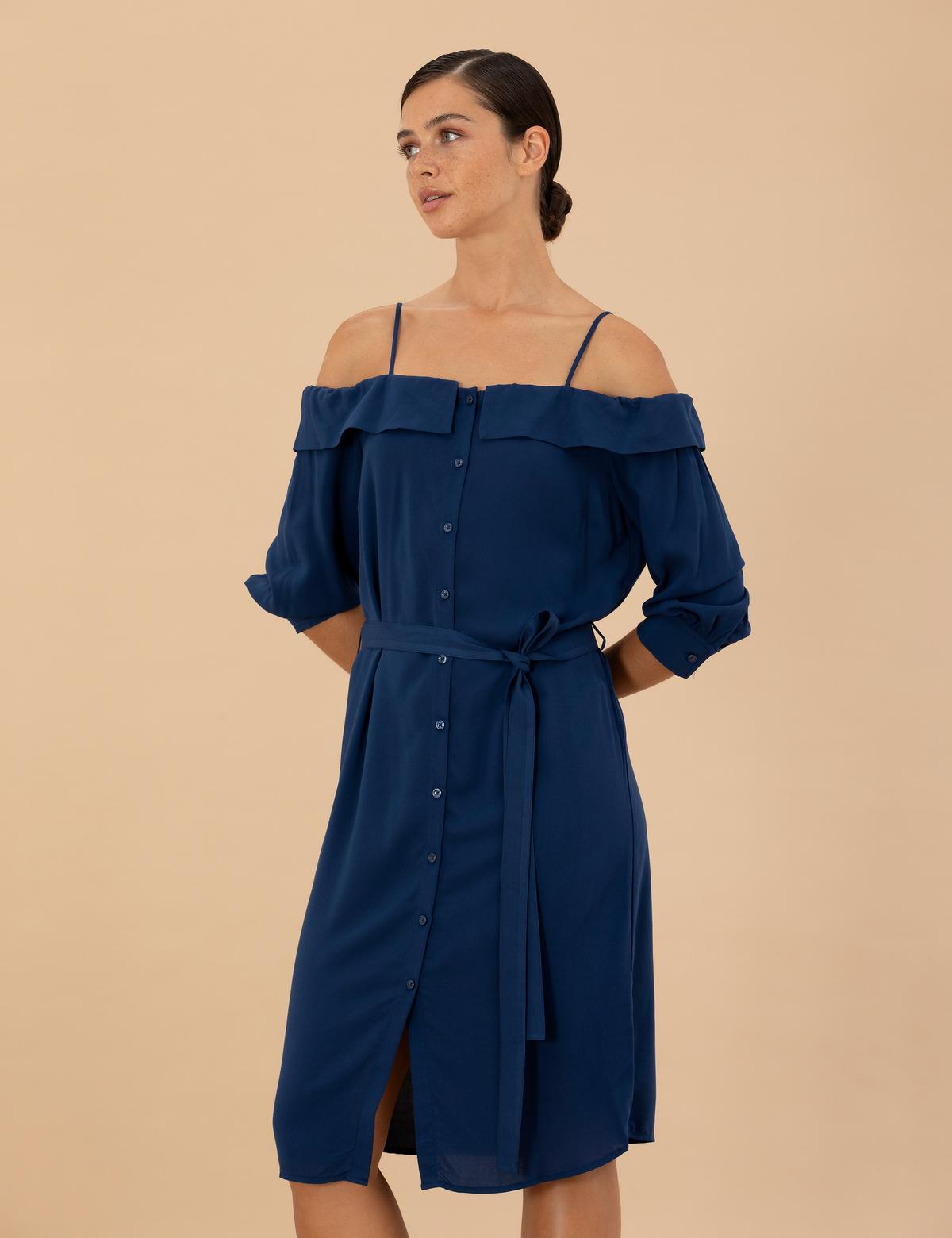 Lacivert Dokuma Elbise - 50204427001