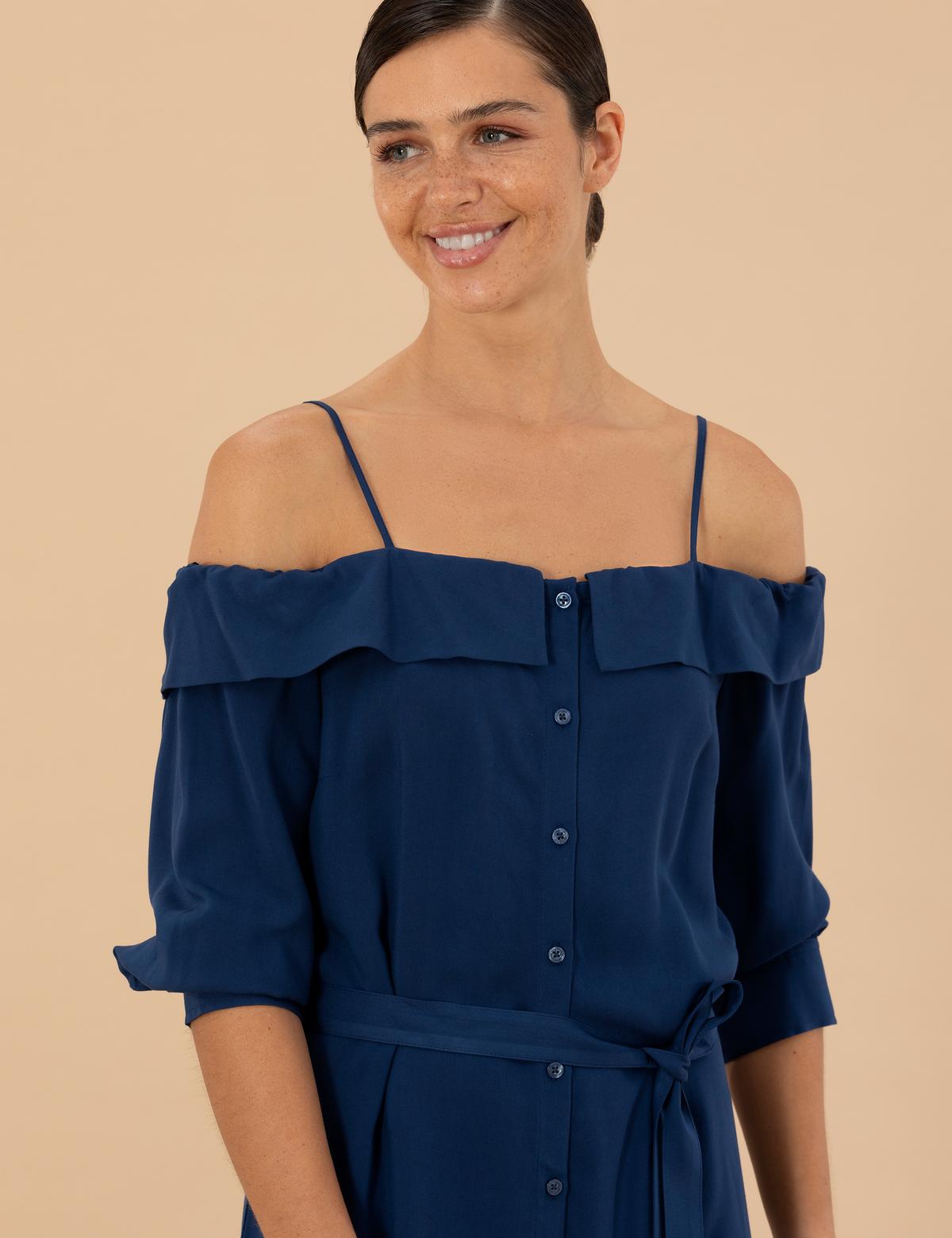 Lacivert Dokuma Elbise - 50204427001