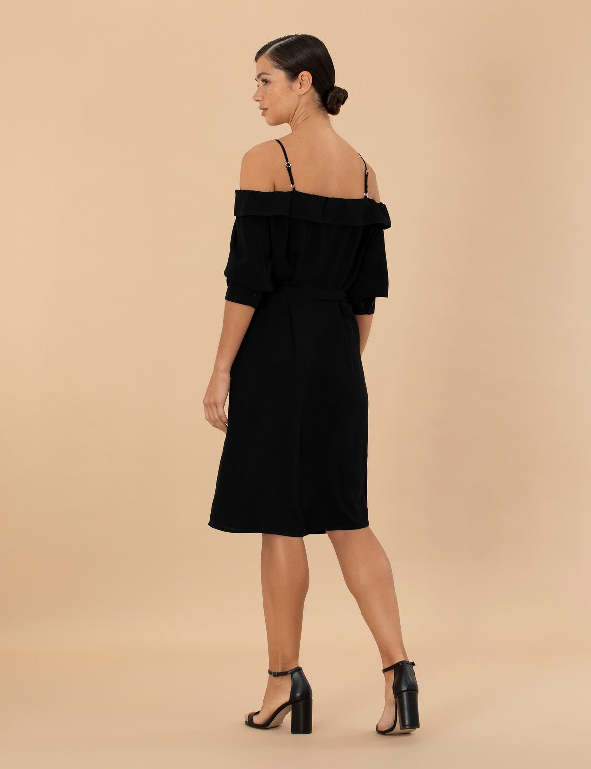 Siyah Dokuma Elbise - 50204427025