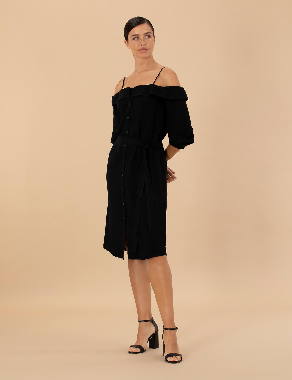 Siyah Dokuma Elbise - 50204427025