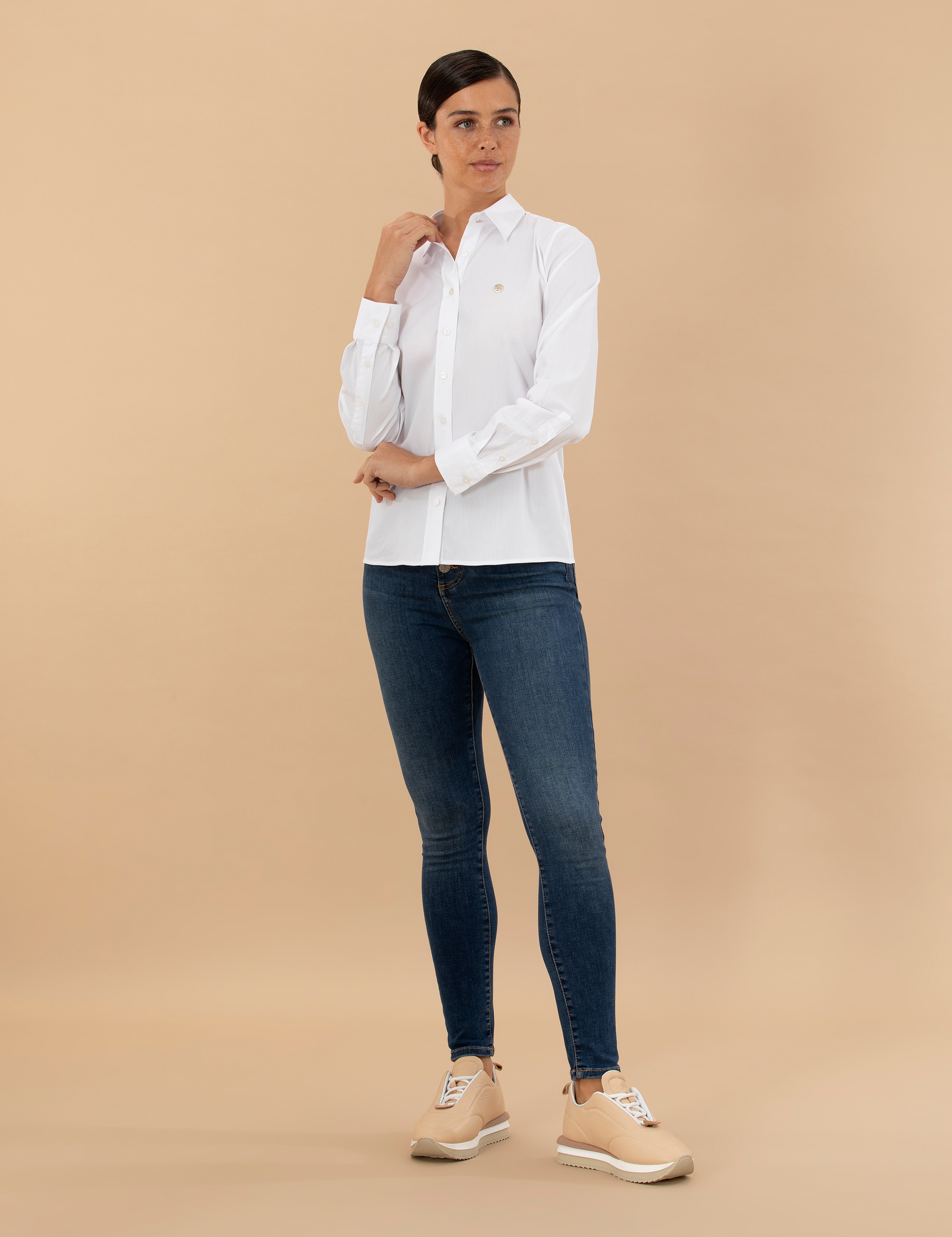 Beyaz Slim Fit Uzun Kollu Gömlek - Image 4