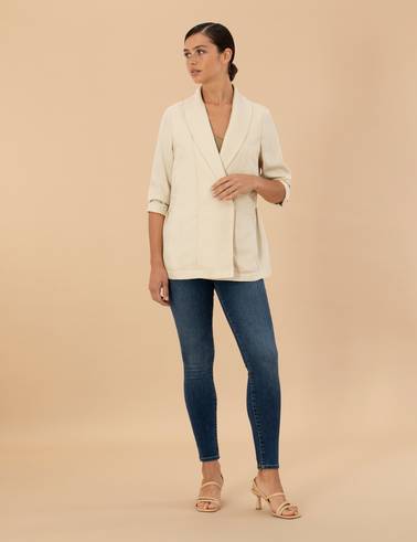 Krem Regular Fit Ceket