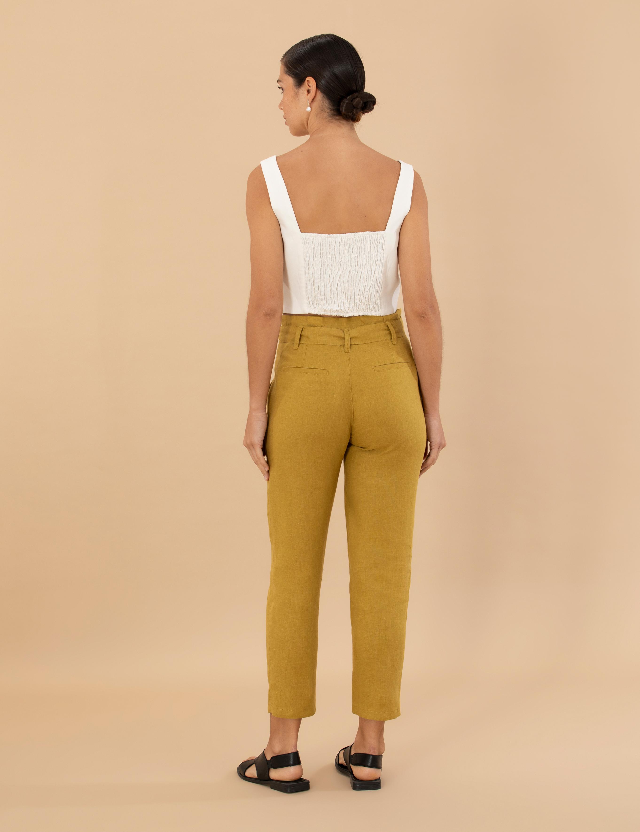 Yeşil Carrot Fit Keten Pantolon