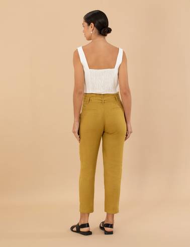 Yeşil Carrot Fit Keten Pantolon