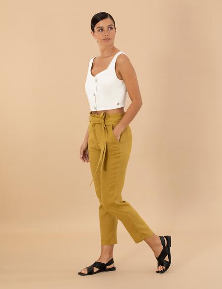 Yeşil Carrot Fit Keten Pantolon - 50263920004