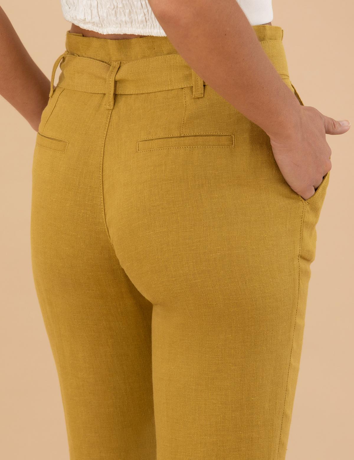 Yeşil Carrot Fit Keten Pantolon - 50263920004