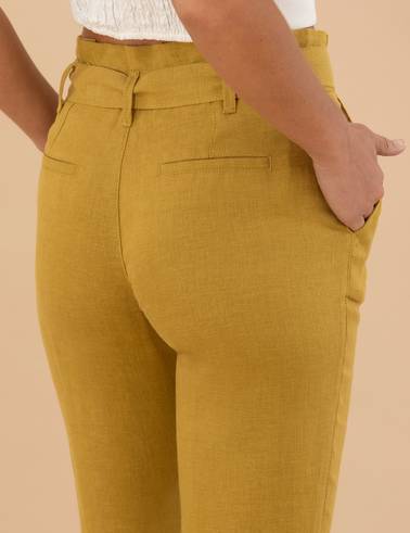 Yeşil Carrot Fit Keten Pantolon