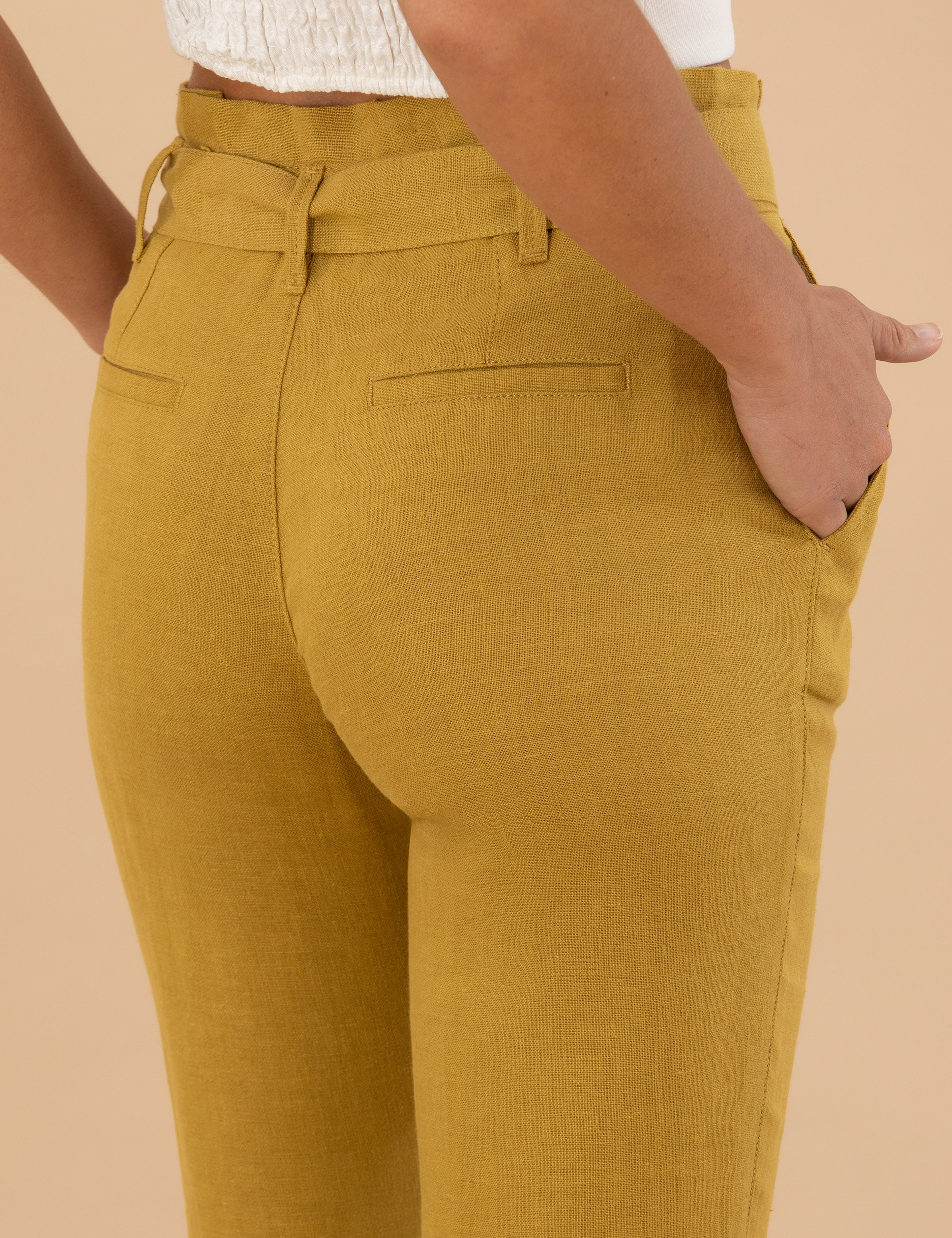 Yeşil Carrot Fit Keten Pantolon