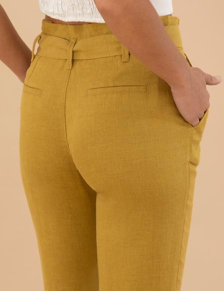 Yeşil Carrot Fit Keten Pantolon - 50263920004