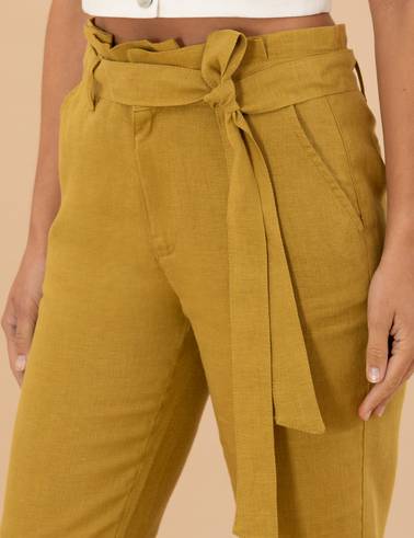 Yeşil Carrot Fit Keten Pantolon