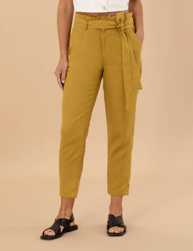 Yeşil Carrot Fit Keten Pantolon