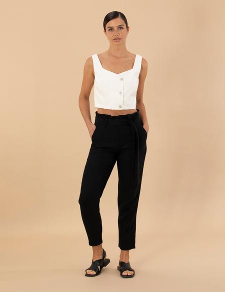 Siyah Carrot Fit Keten Pantolon - 50263920020