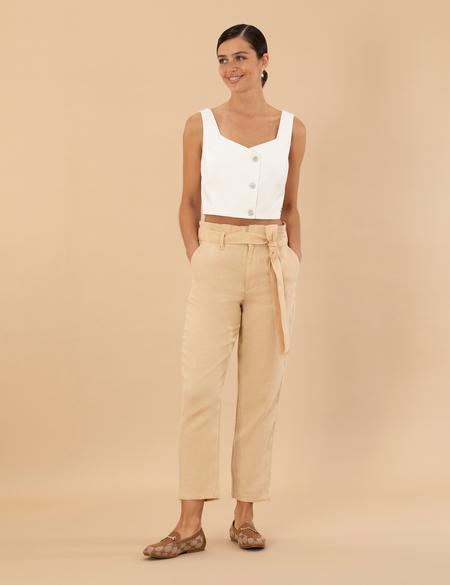 Bej Carrot Fit Keten Pantolon - 50263920027