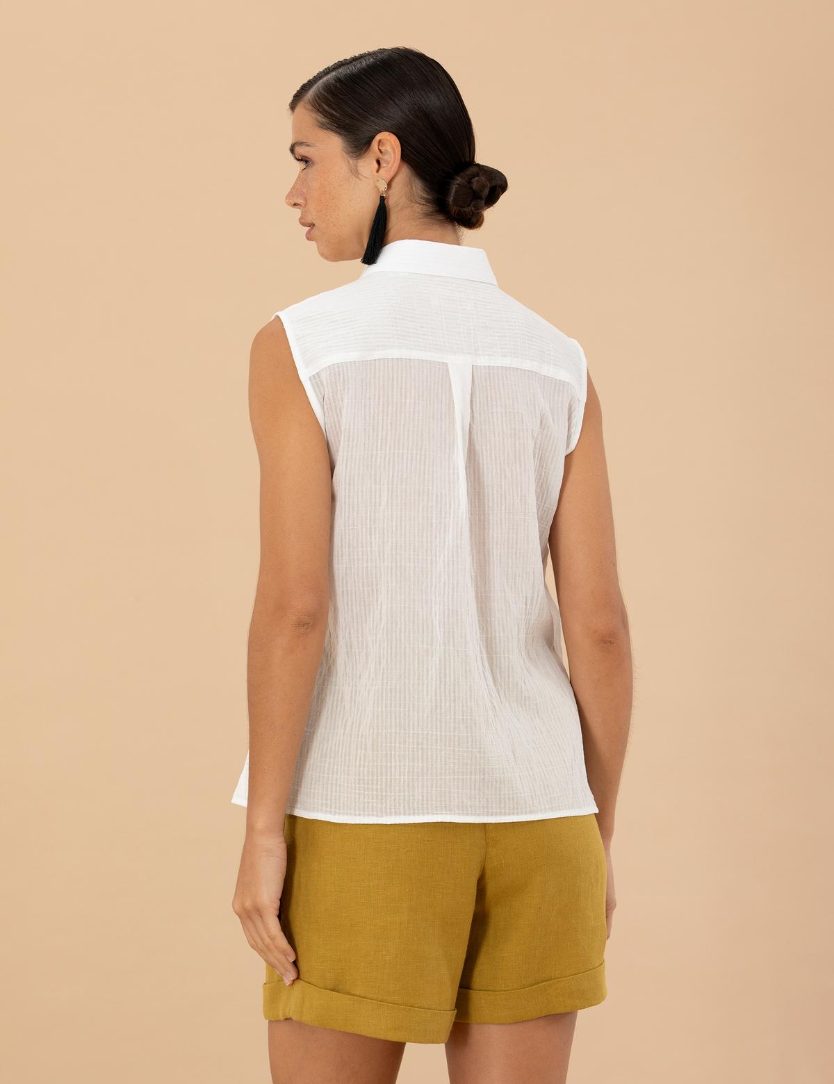 Ekru Regular Fit Kolsuz Gömlek - 50262500031