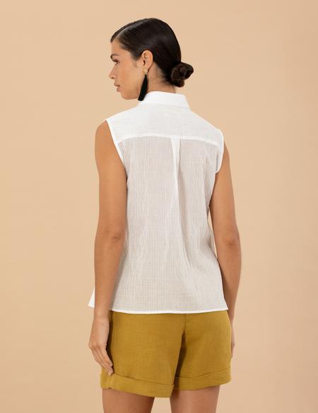 Ekru Regular Fit Kolsuz Gömlek - 50262500031