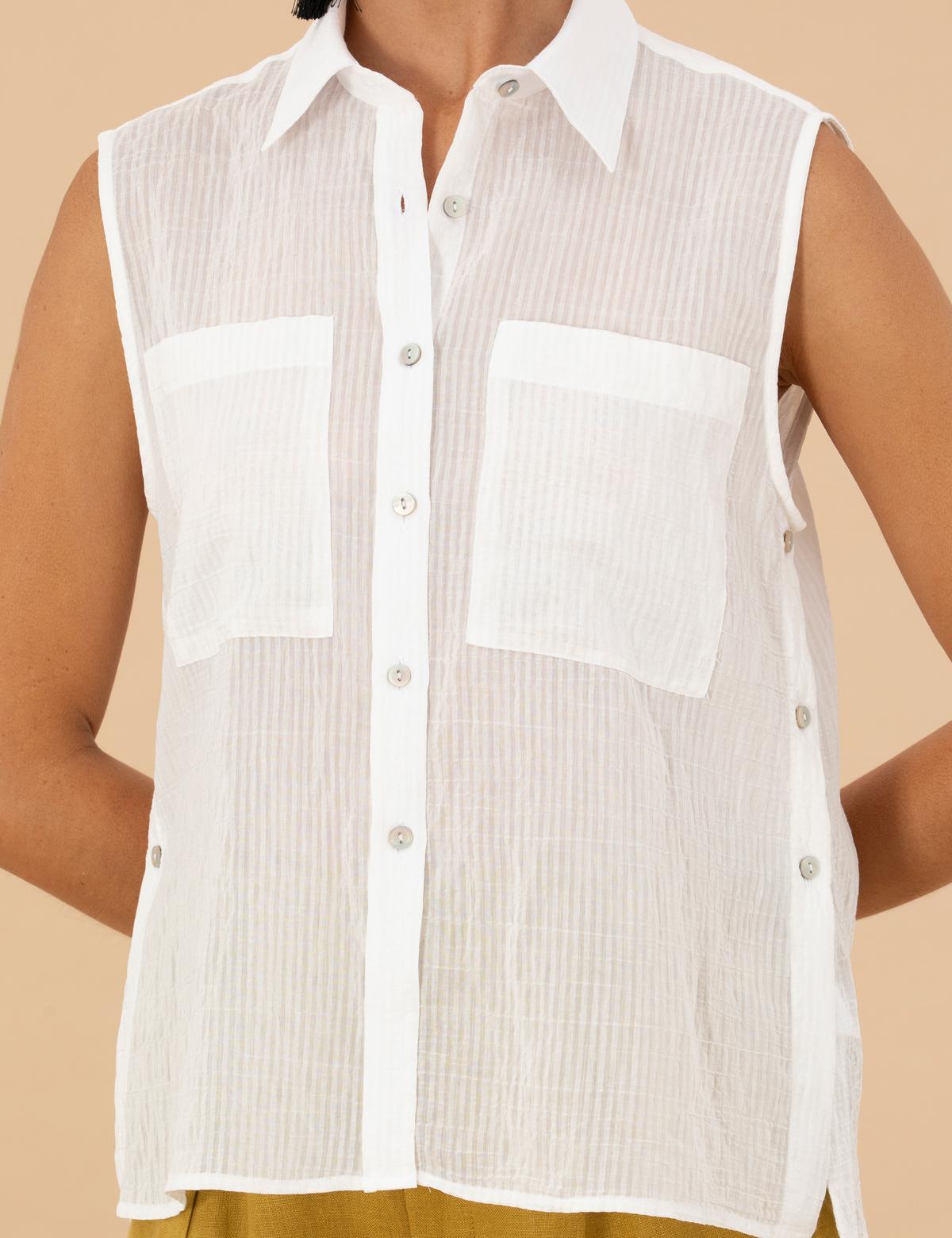 Ekru Regular Fit Kolsuz Gömlek - 50262500031