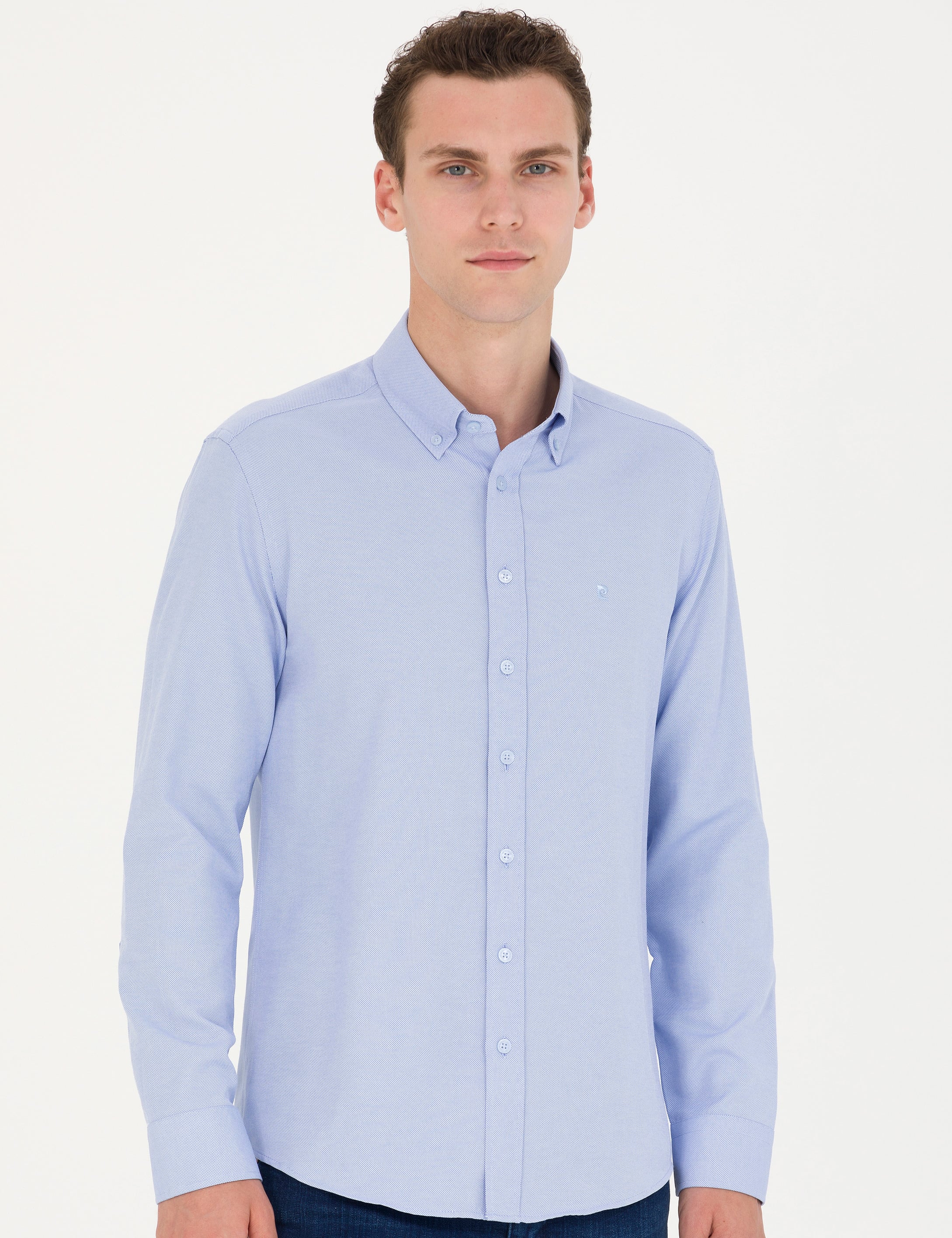 Açık Mavi Slim Fit Uzun Kollu Gömlek - Image 1