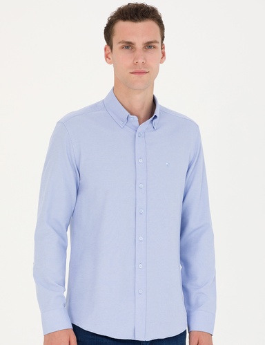 Açık Mavi Slim Fit Uzun Kollu Gömlek
