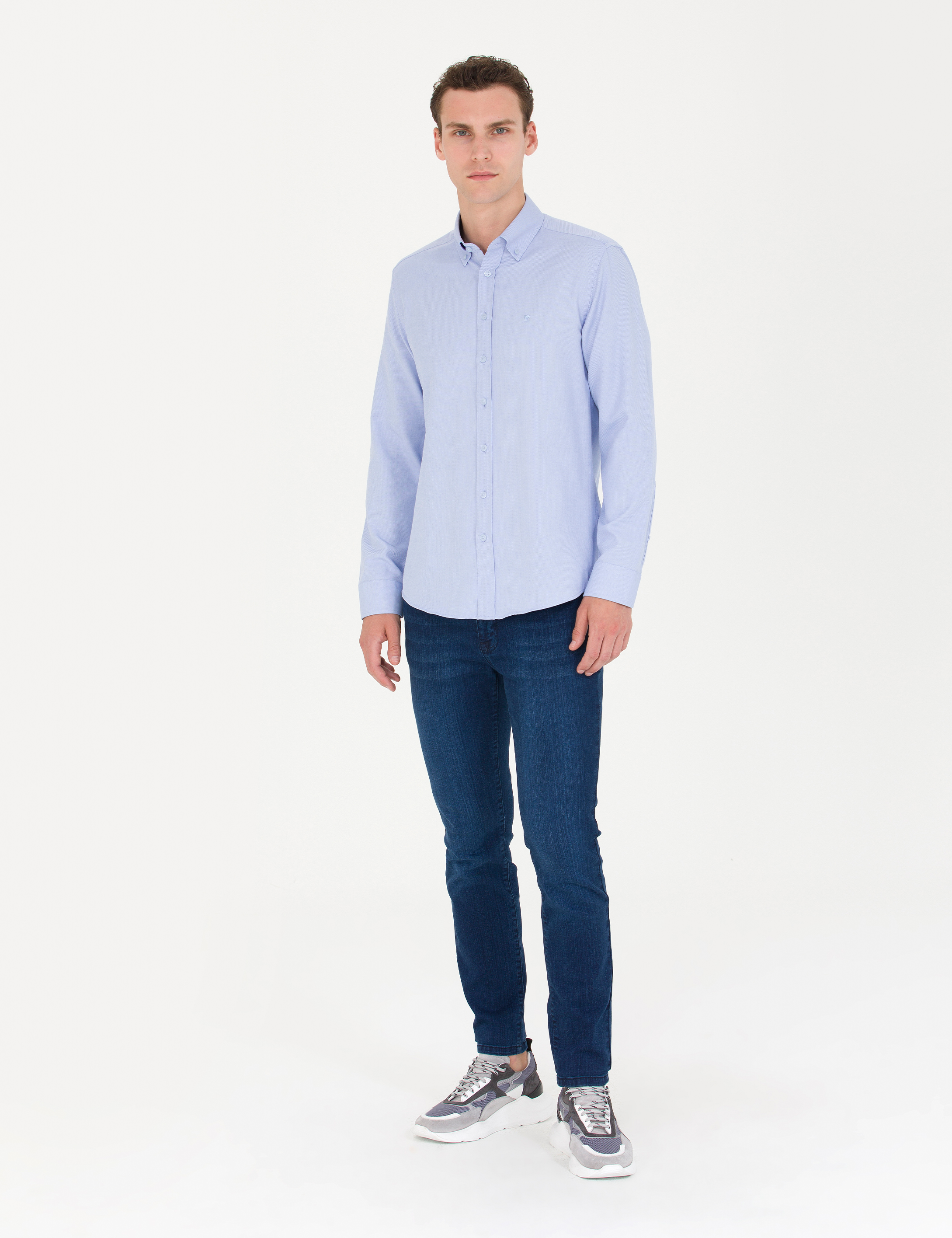 Açık Mavi Slim Fit Uzun Kollu Gömlek