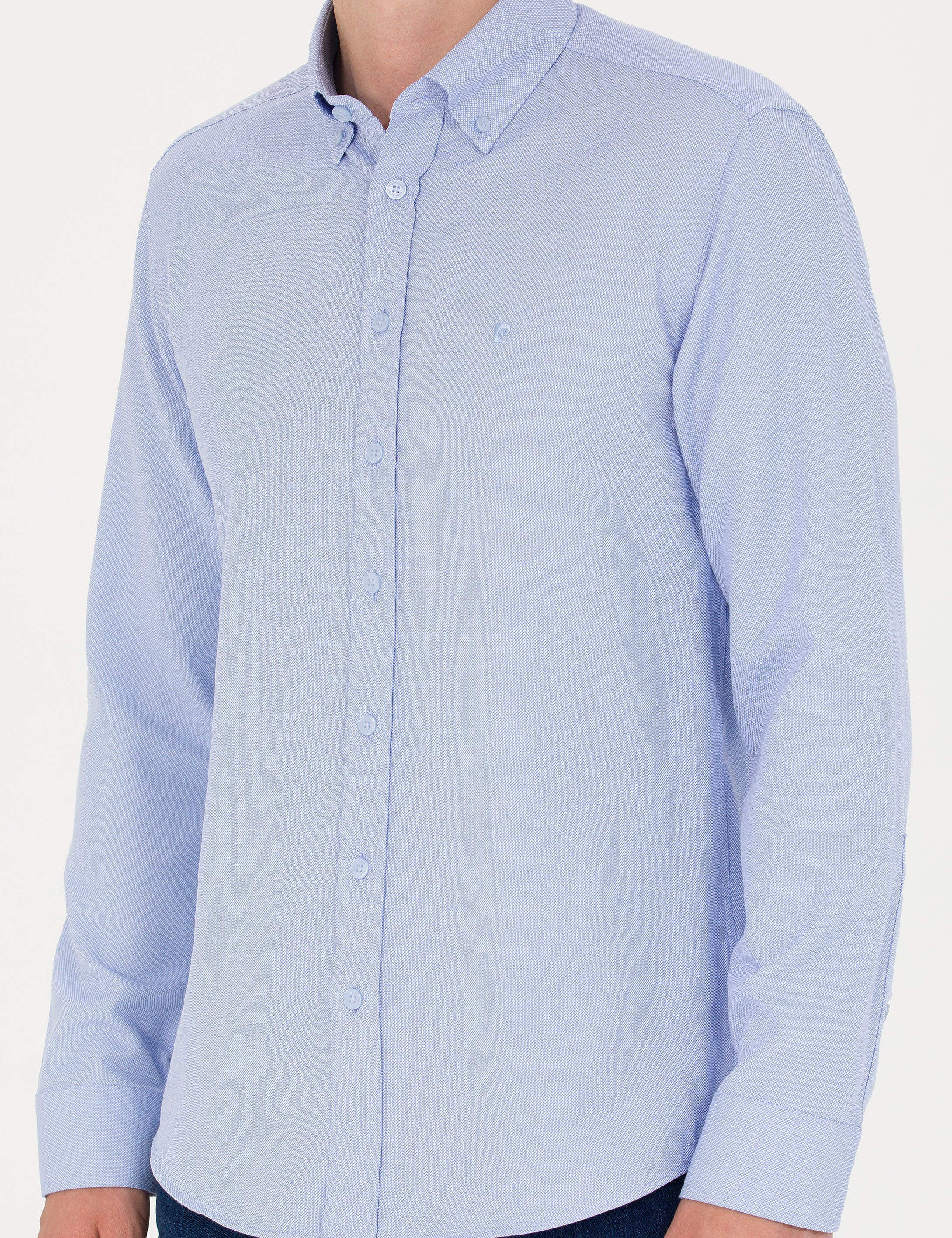 Açık Mavi Slim Fit Uzun Kollu Gömlek - Image 6