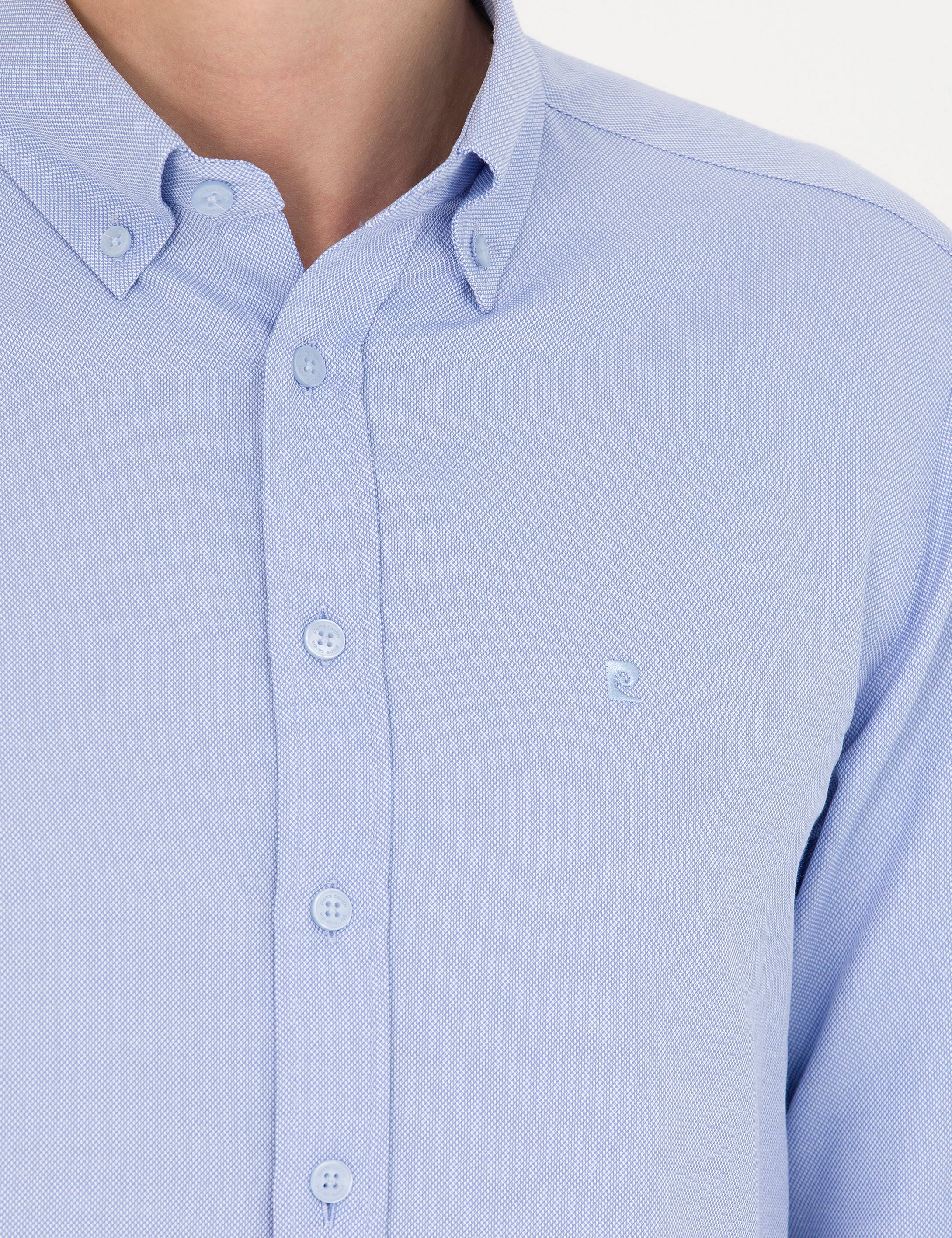 Açık Mavi Slim Fit Uzun Kollu Gömlek - Image 7
