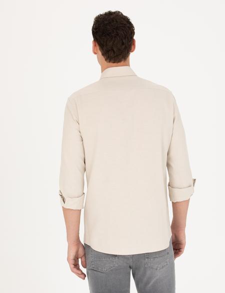 Bej Slim Fit Uzun Kollu Gömlek - 50275815017