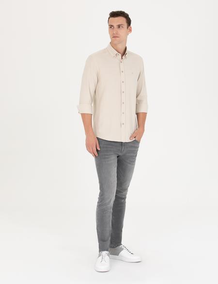 Bej Slim Fit Uzun Kollu Gömlek - 50275815017