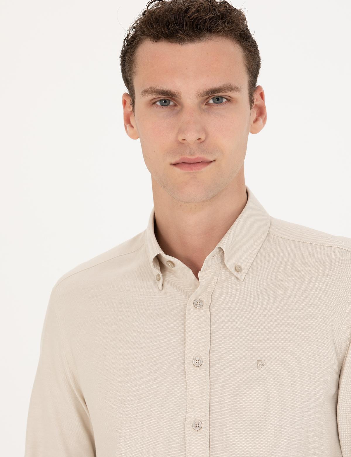 Bej Slim Fit Uzun Kollu Gömlek - 50275815017