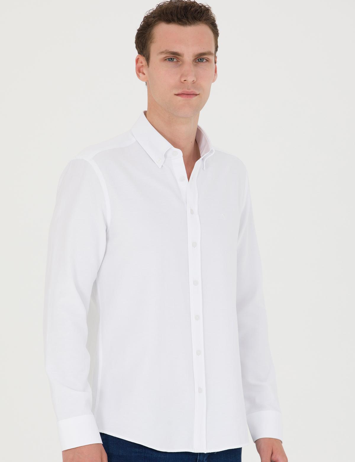Beyaz Slim Fit Uzun Kollu Gömlek