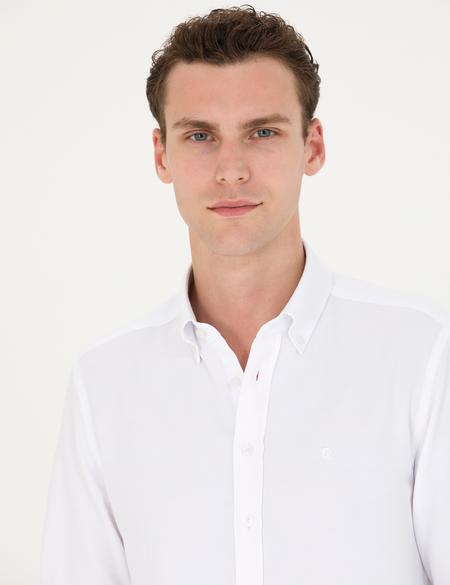 Beyaz Slim Fit Uzun Kollu Gömlek - 50275815020
