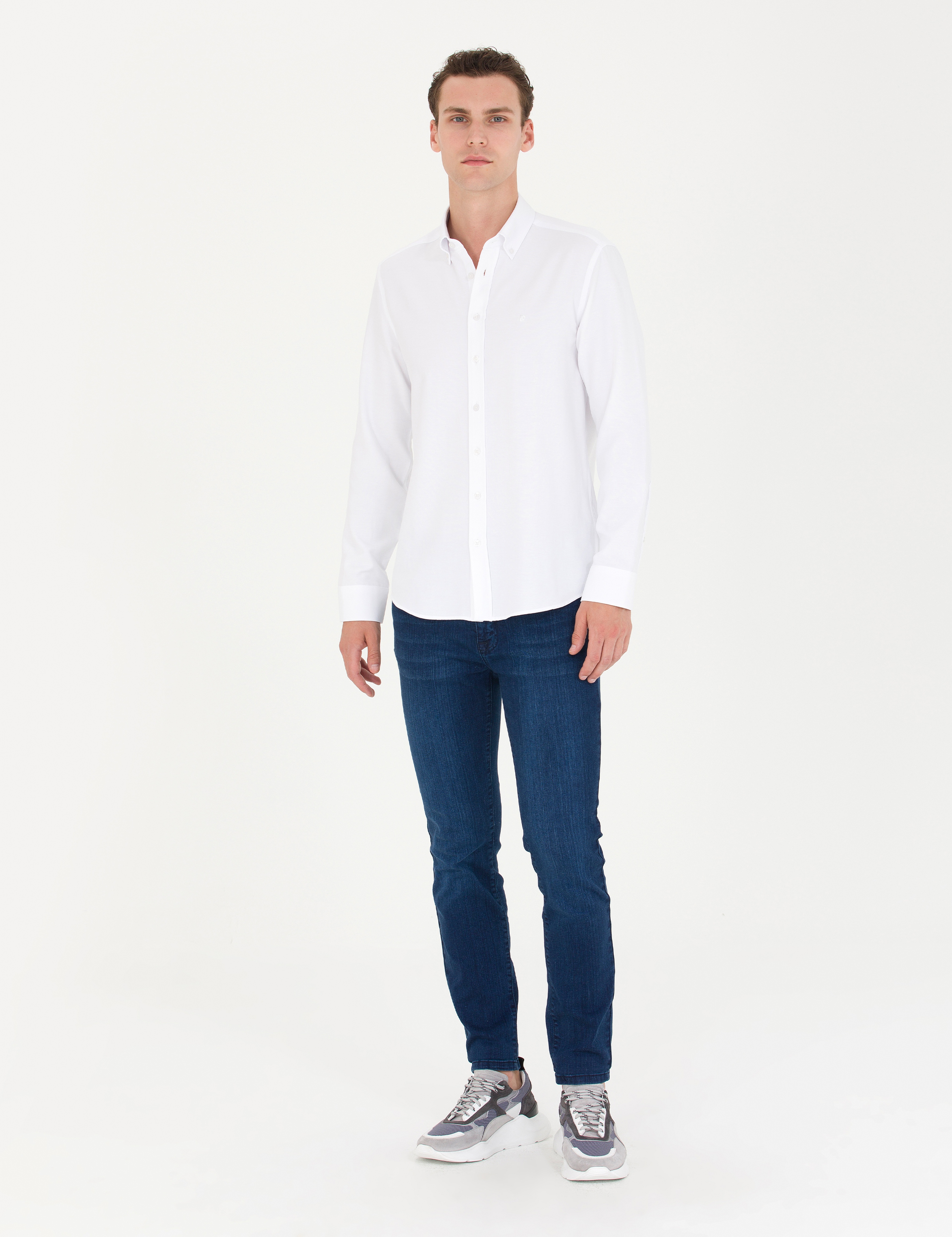 Beyaz Slim Fit Uzun Kollu Gömlek - Image 4
