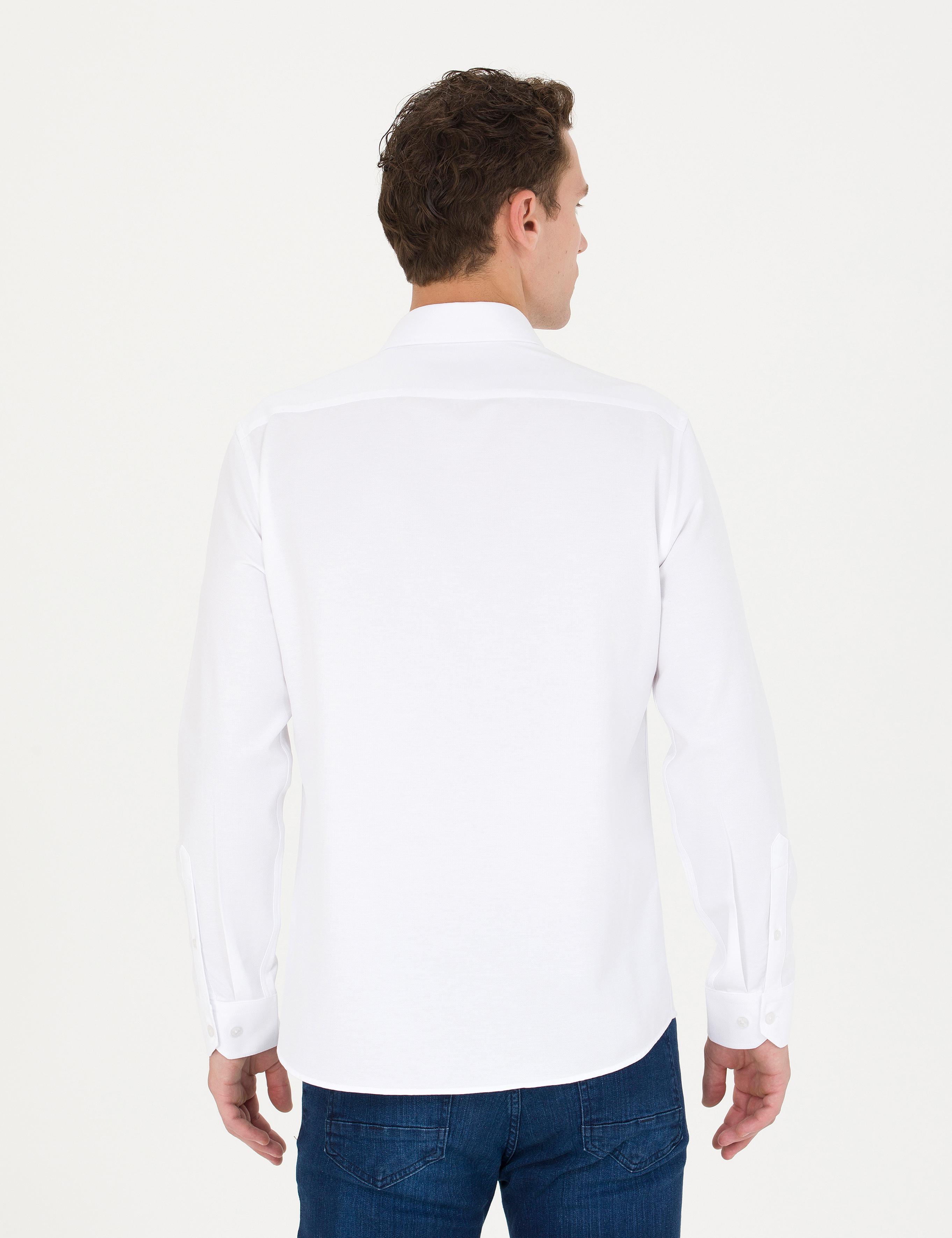 Beyaz Slim Fit Uzun Kollu Gömlek