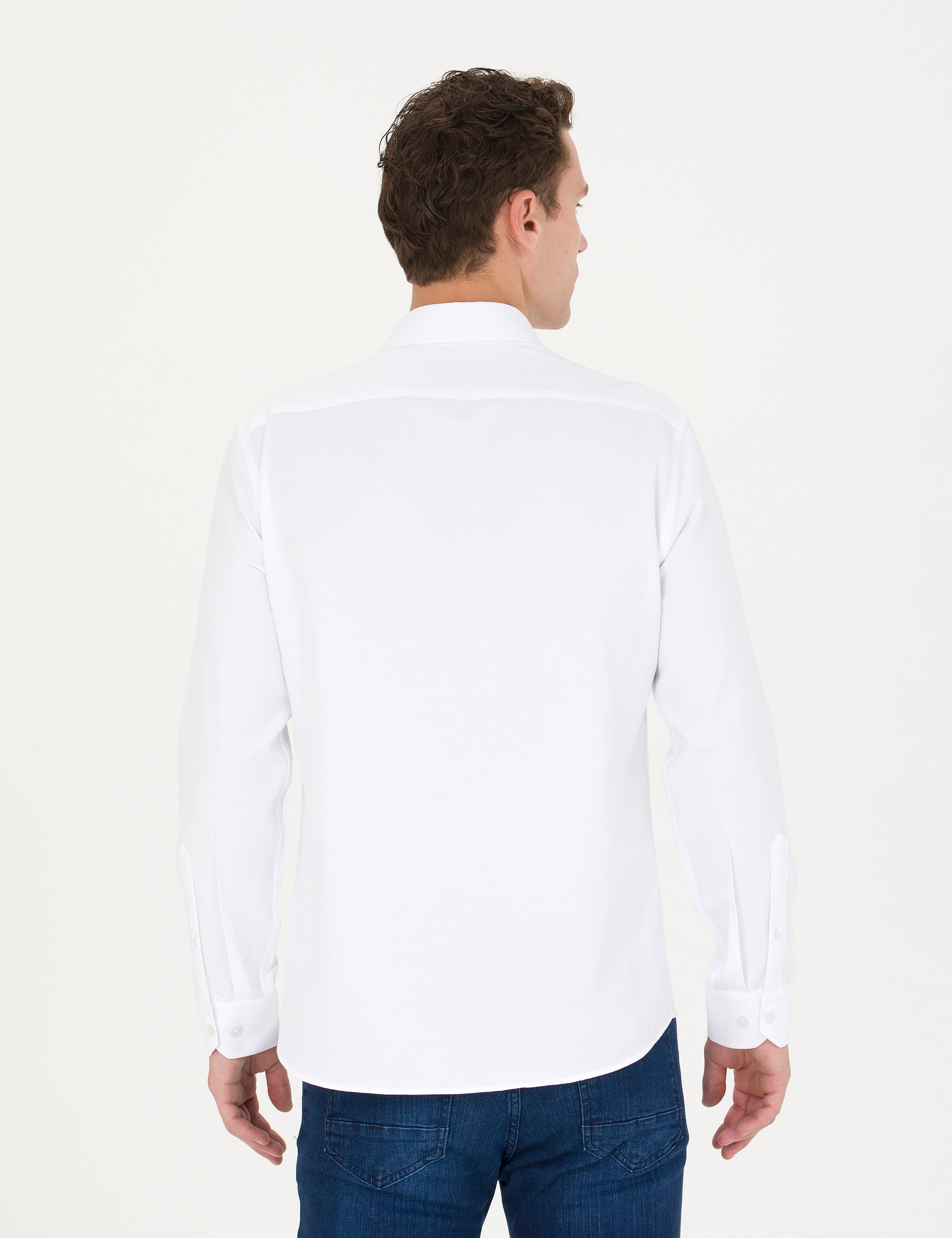 Beyaz Slim Fit Uzun Kollu Gömlek - Image 5