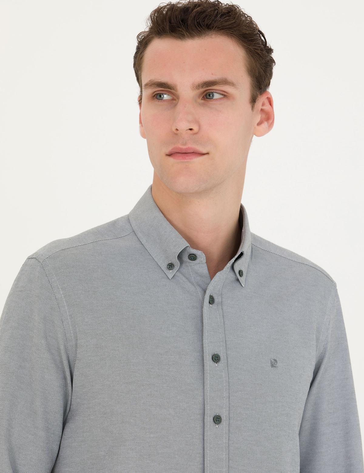 Haki Slim Fit Uzun Kollu Gömlek - 50275815035