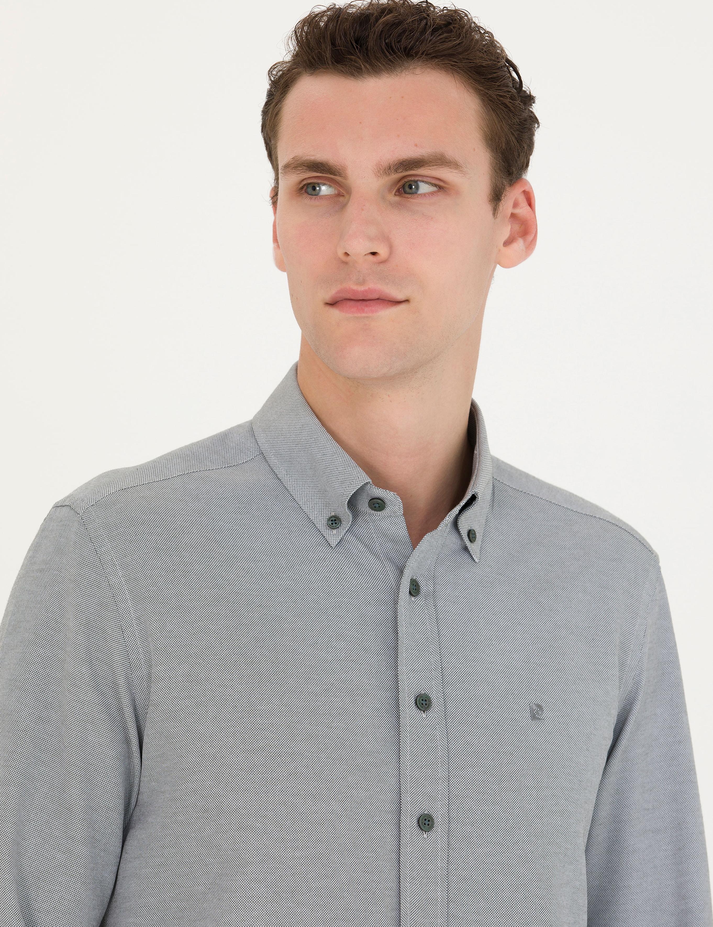 Haki Slim Fit Uzun Kollu Gömlek