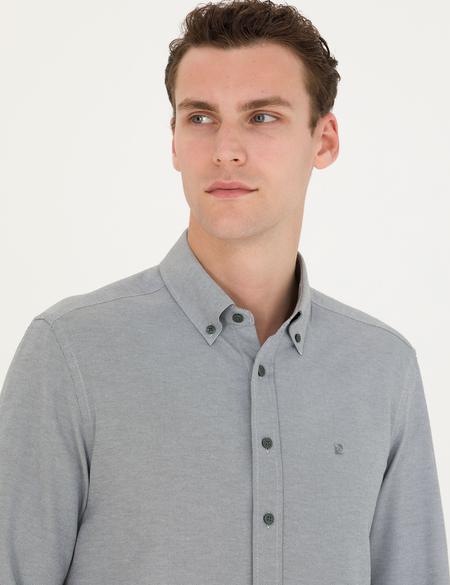 Haki Slim Fit Uzun Kollu Gömlek - 50275815035