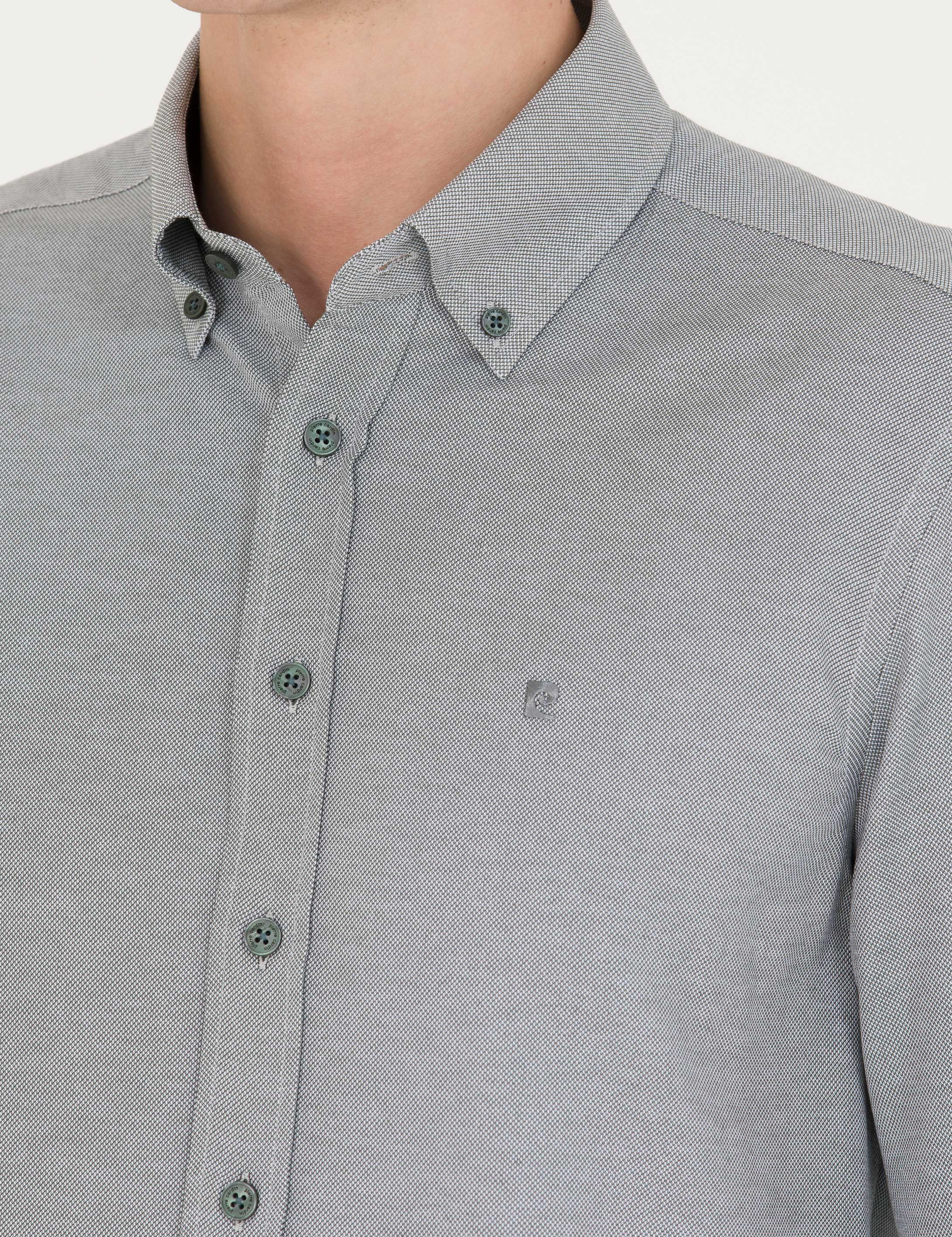 Haki Slim Fit Uzun Kollu Gömlek - Image 7