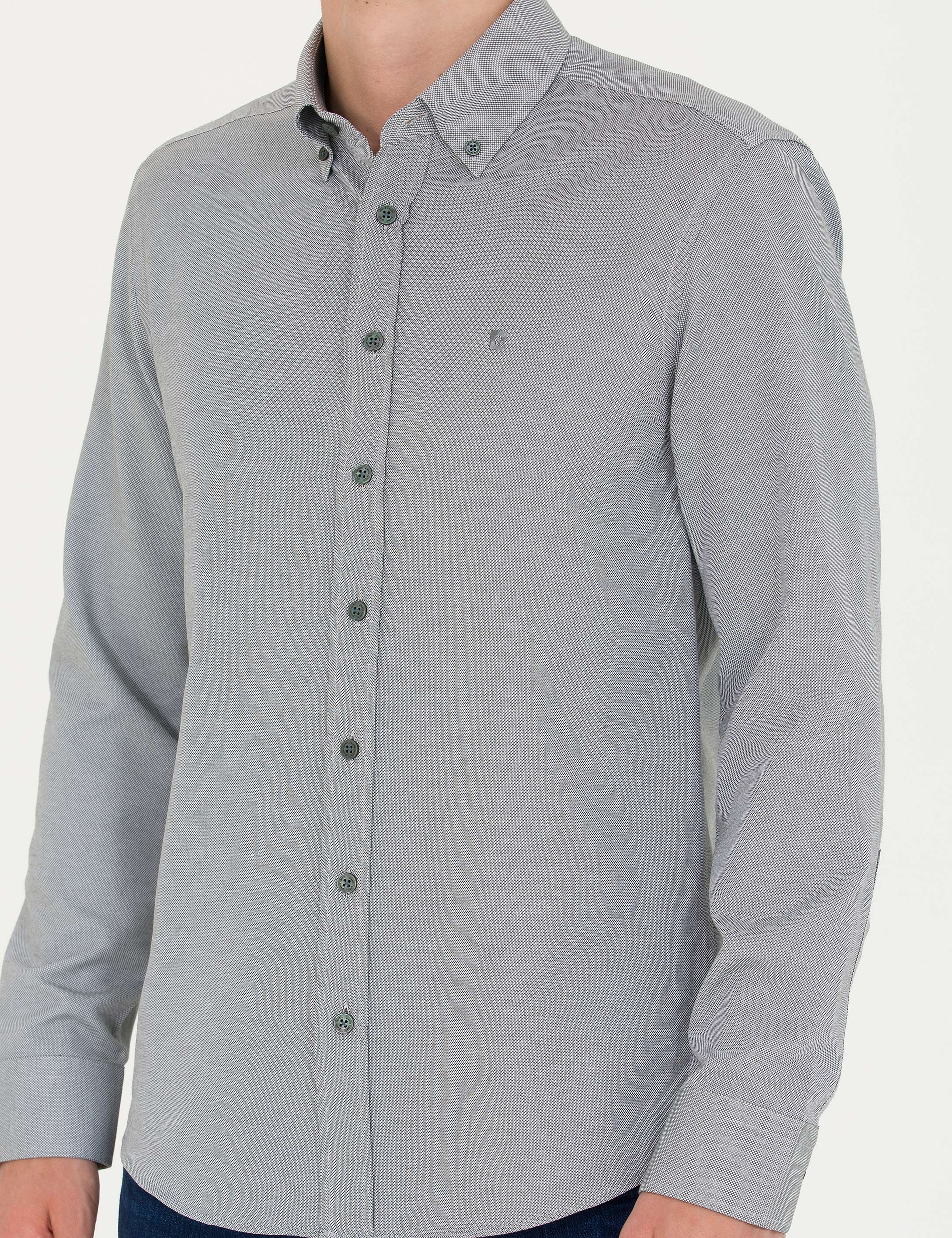 Haki Slim Fit Uzun Kollu Gömlek