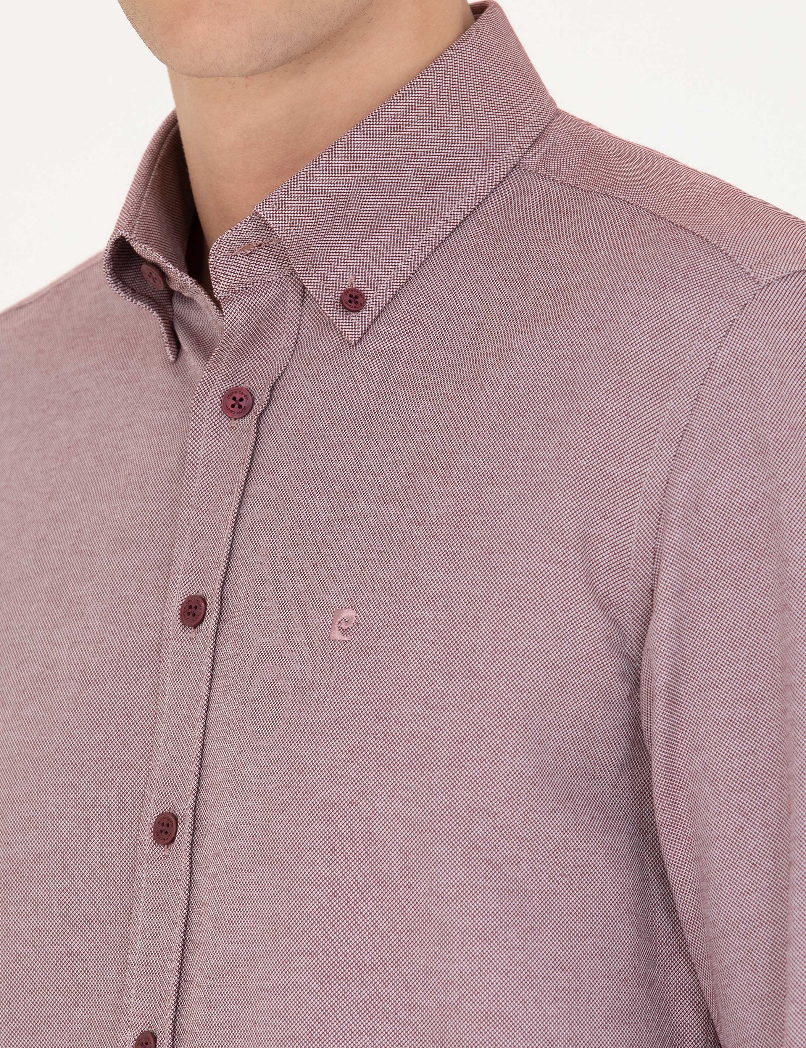 Bordo Slim Fit Uzun Kollu Gömlek