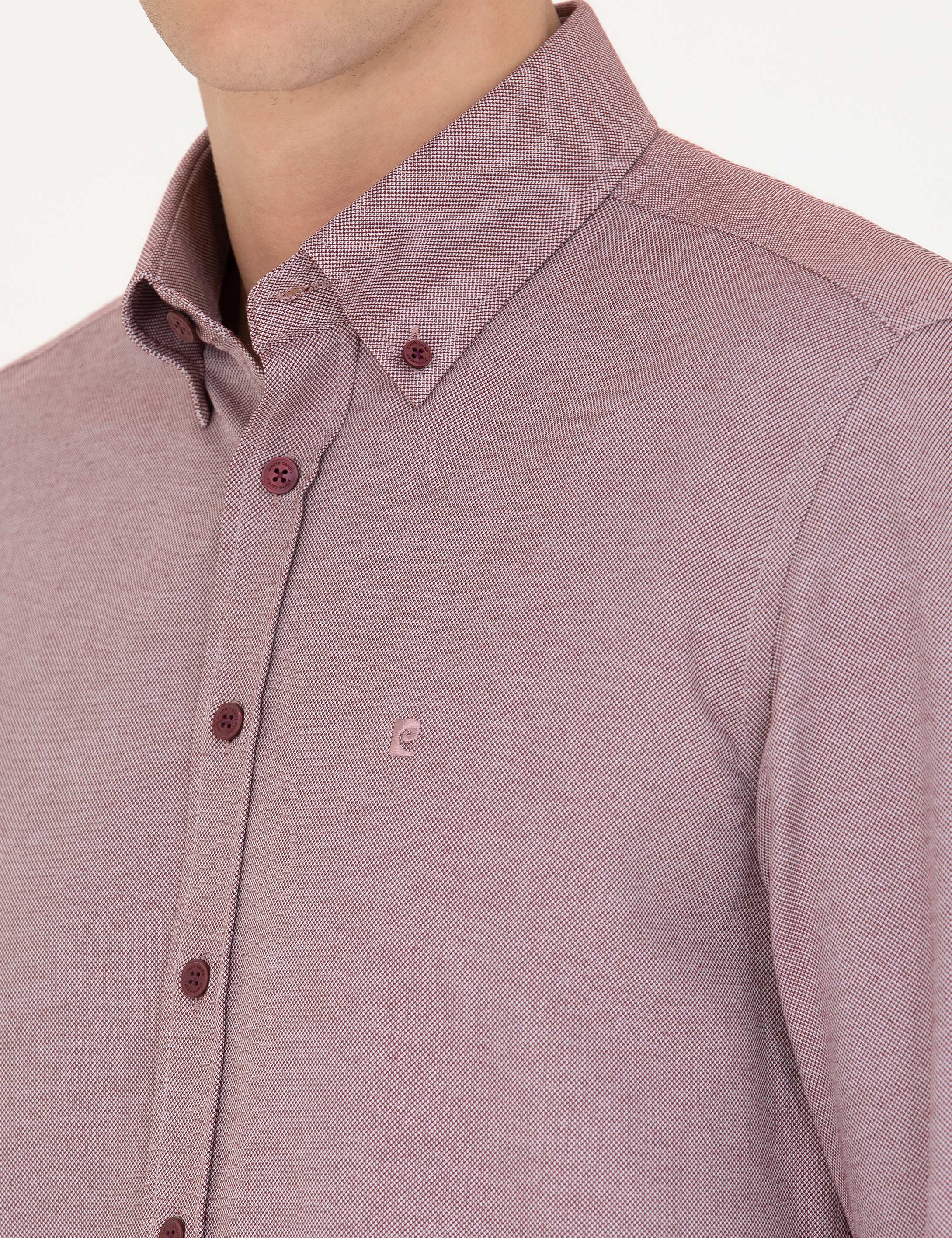 Bordo Slim Fit Uzun Kollu Gömlek