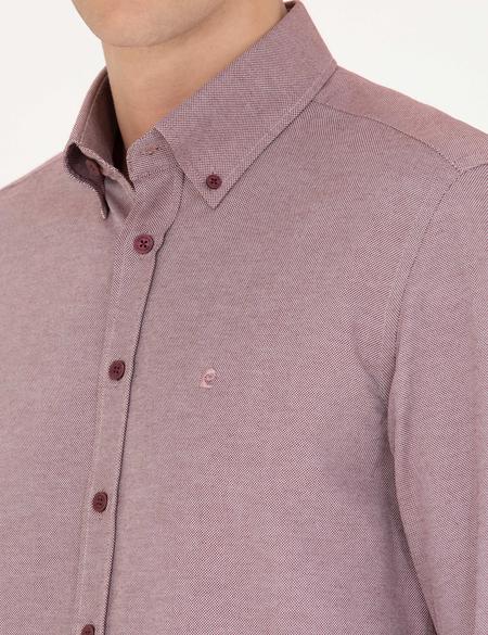 Bordo Slim Fit Uzun Kollu Gömlek - 50275815083